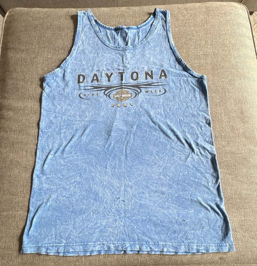 Harley-Davidson Daytona Bike Week 2001 Tank Top Blue Stonewash